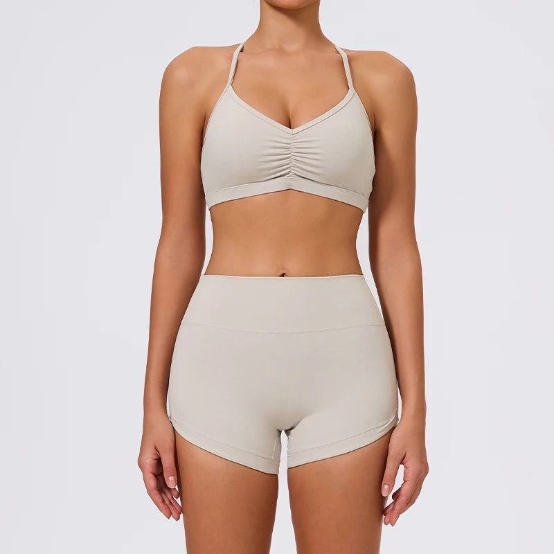 Ctenkevet New 2Pcs Women Gym Workout Bra Set Outdoor Running Sportswear Female Two-piece Shorts Yoga Suit Sport Outfit For Woman