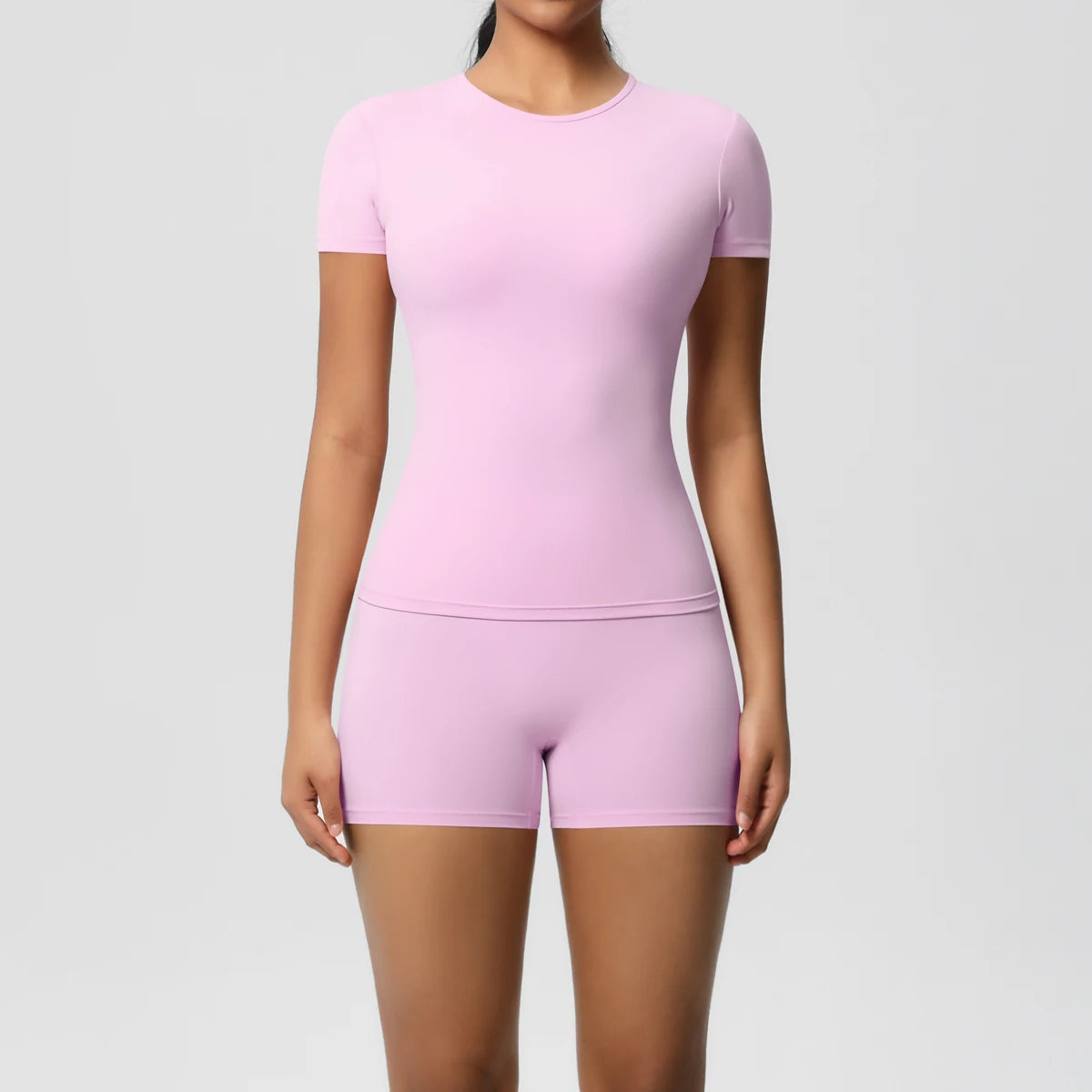 2PCS Yoga Set Gym Clothes Sportswear Yoga Suits For Women Fitness Short Sleeve Crop Top Tracksuits Sports Bra Gym