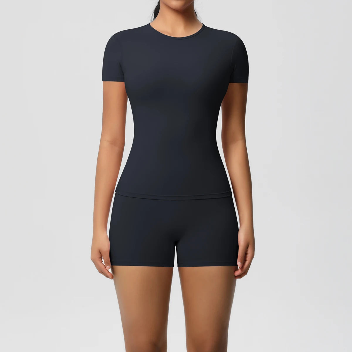 2PCS Yoga Set Gym Clothes Sportswear Yoga Suits For Women Fitness Short Sleeve Crop Top Tracksuits Sports Bra Gym