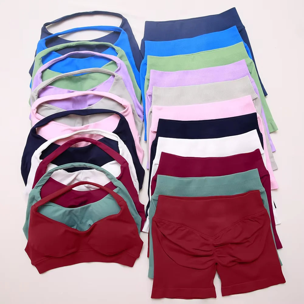 Dfyoga two pieces yoga outfits clothing pants set woman Halter Top sports leggings pant Gym workout sets pilates clothes