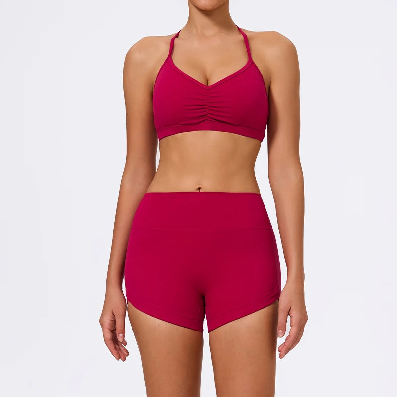 Ctenkevet New 2Pcs Women Gym Workout Bra Set Outdoor Running Sportswear Female Two-piece Shorts Yoga Suit Sport Outfit For Woman