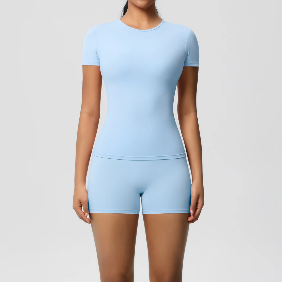 2PCS Yoga Set Gym Clothes Sportswear Yoga Suits For Women Fitness Short Sleeve Crop Top Tracksuits Sports Bra Gym