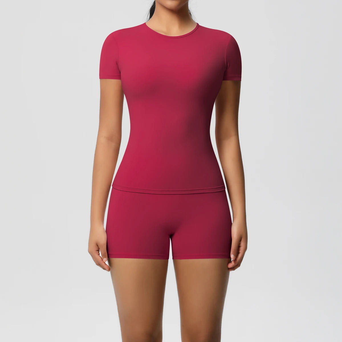 2PCS Yoga Set Gym Clothes Sportswear Yoga Suits For Women Fitness Short Sleeve Crop Top Tracksuits Sports Bra Gym