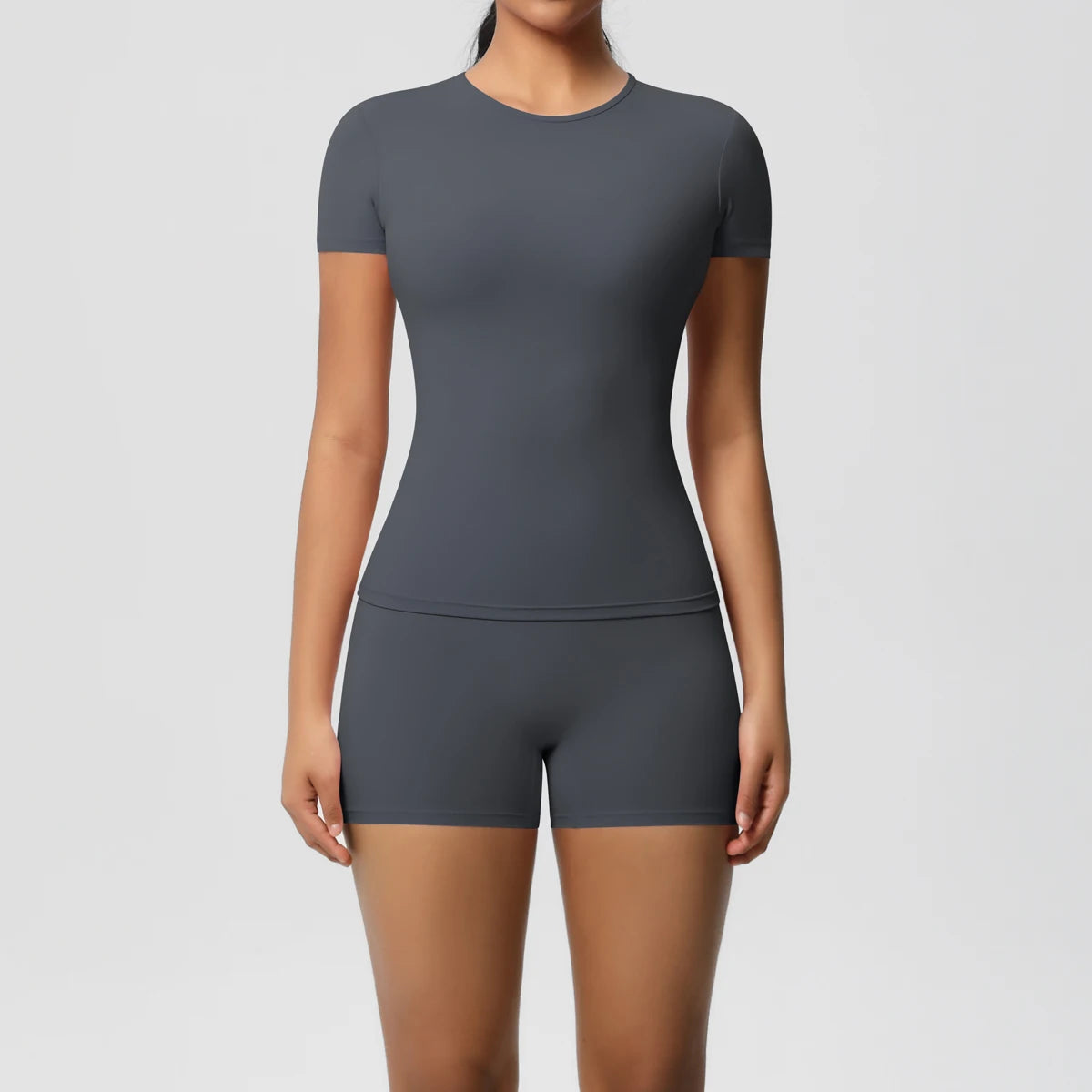 2PCS Yoga Set Gym Clothes Sportswear Yoga Suits For Women Fitness Short Sleeve Crop Top Tracksuits Sports Bra Gym