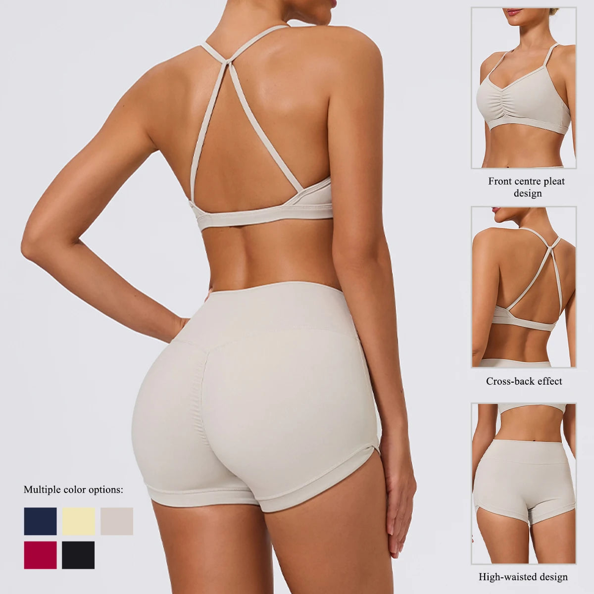 Ctenkevet New 2Pcs Women Gym Workout Bra Set Outdoor Running Sportswear Female Two-piece Shorts Yoga Suit Sport Outfit For Woman