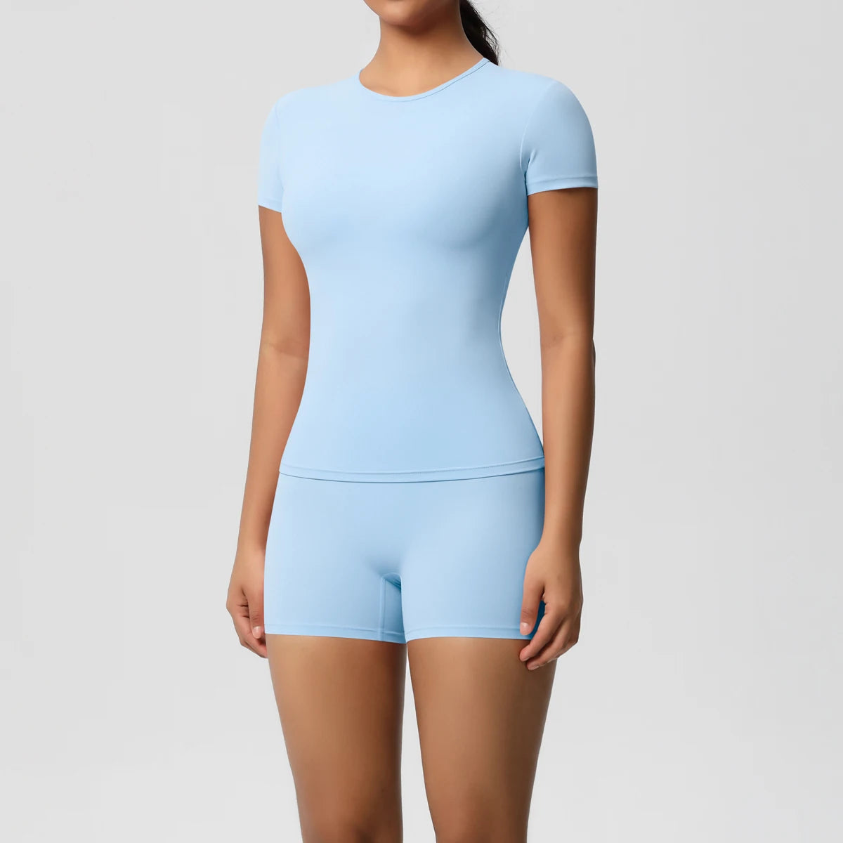 2PCS Yoga Set Gym Clothes Sportswear Yoga Suits For Women Fitness Short Sleeve Crop Top Tracksuits Sports Bra Gym