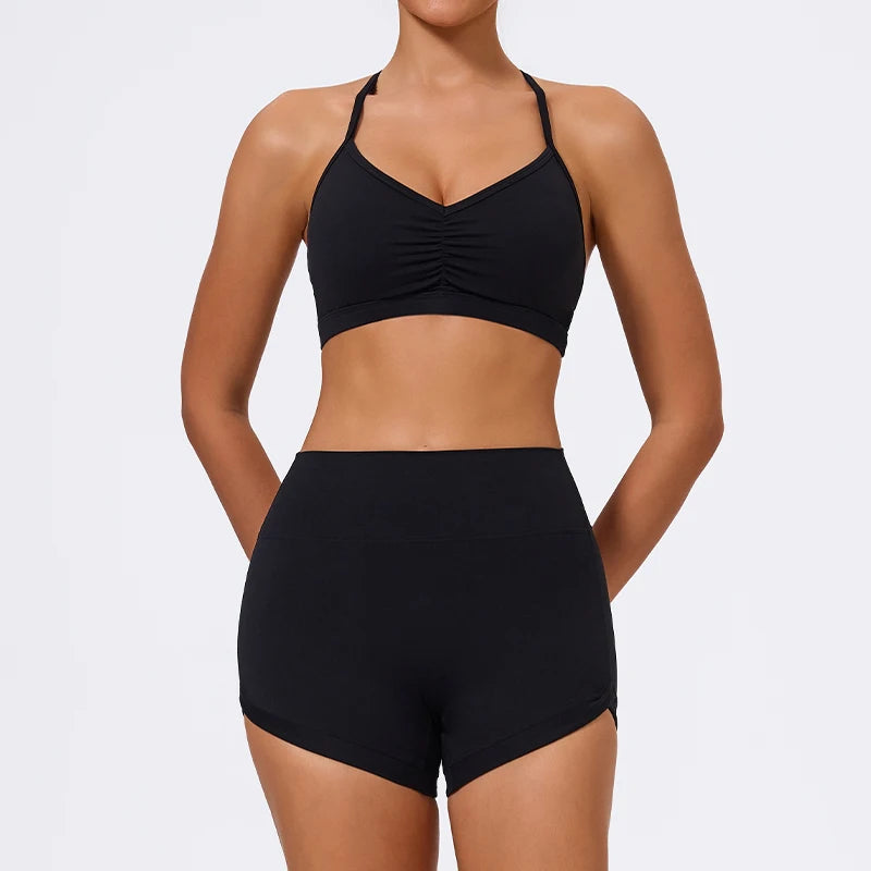 Ctenkevet New 2Pcs Women Gym Workout Bra Set Outdoor Running Sportswear Female Two-piece Shorts Yoga Suit Sport Outfit For Woman