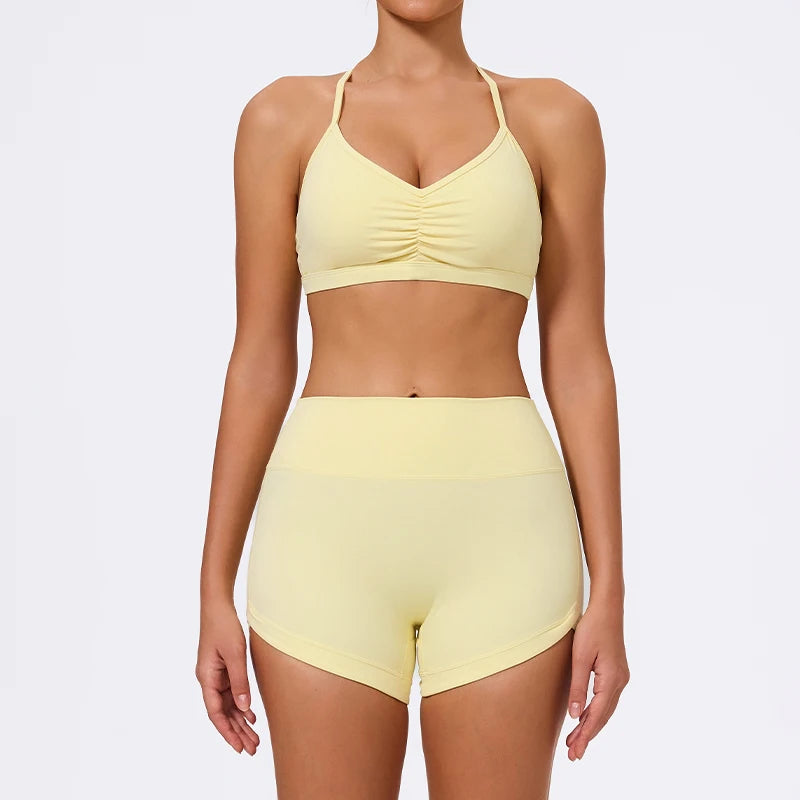 Ctenkevet New 2Pcs Women Gym Workout Bra Set Outdoor Running Sportswear Female Two-piece Shorts Yoga Suit Sport Outfit For Woman